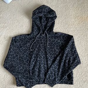 A&F Cropped Leopard Hoodie Large